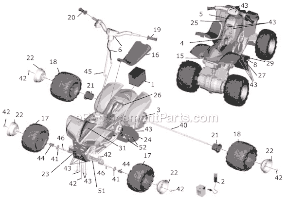 Page A Diagram and Parts List for B9273  Power Wheels Ride-On ATVs